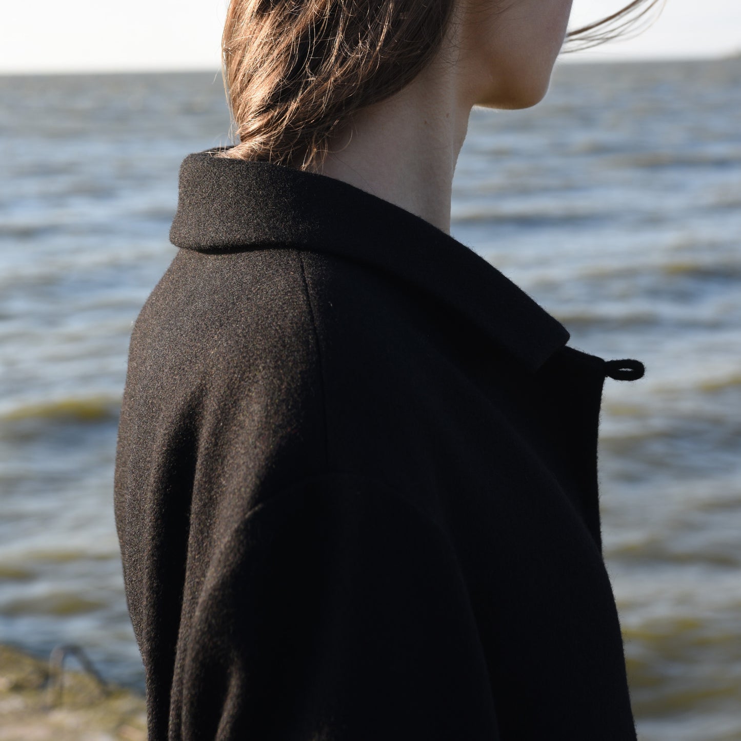 Black Collar Button Coat