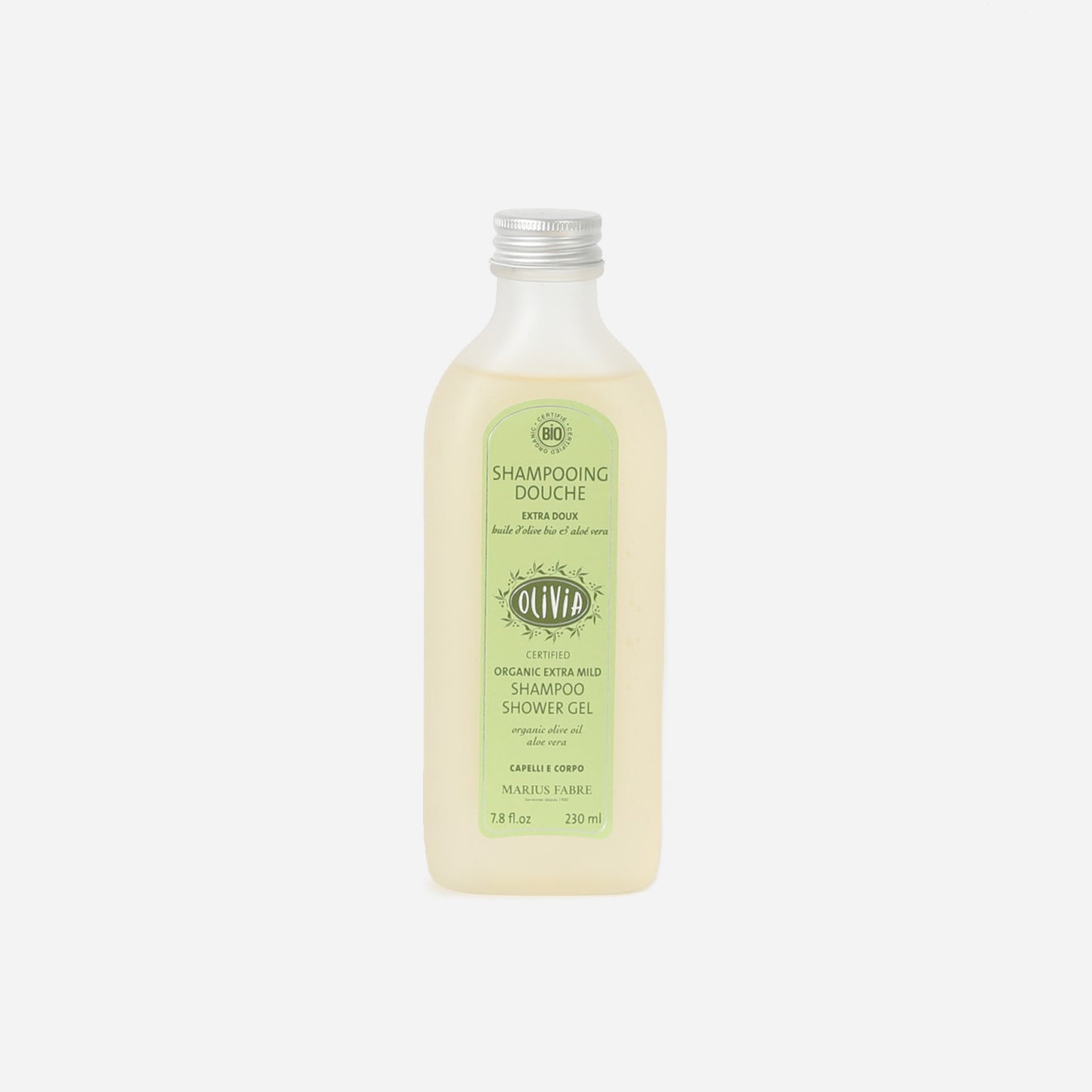 Shower shampoo with olive oil and aloe vera, certified organic, 230 ml